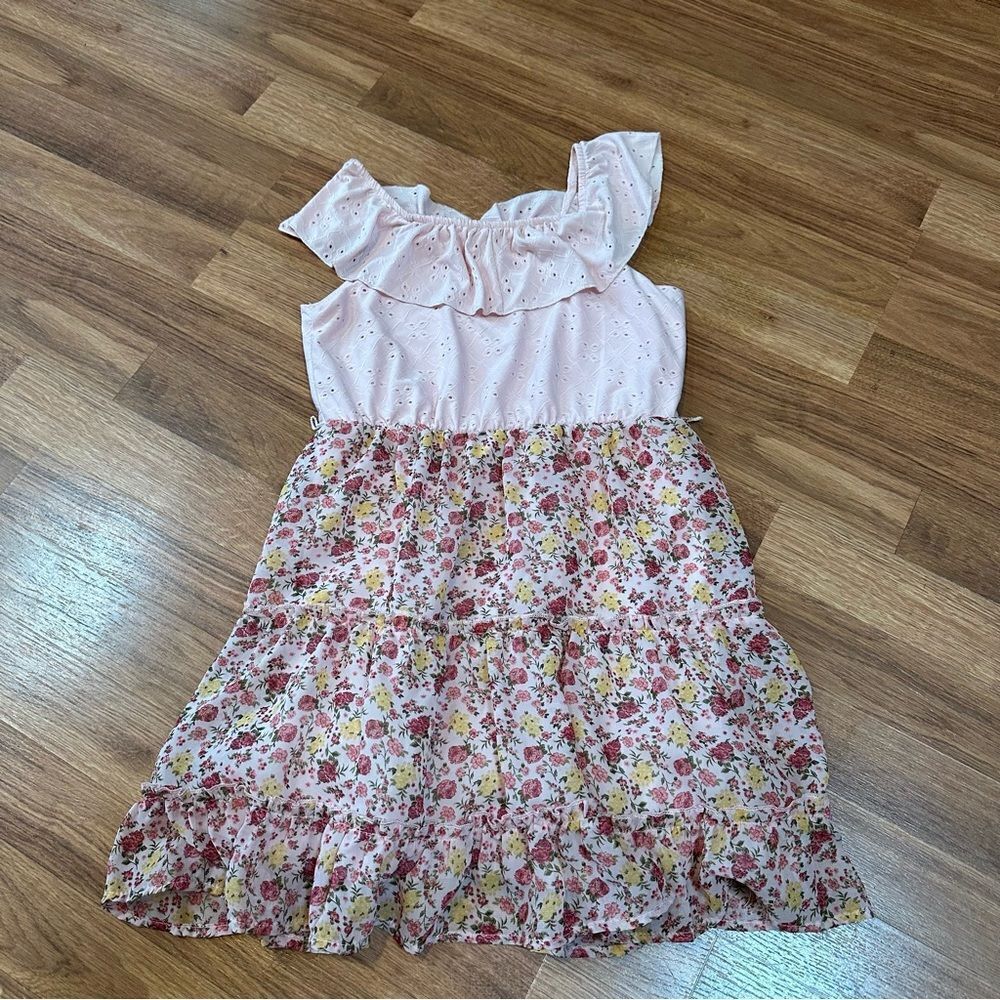 Knitworks girls pink and floral design - size 10